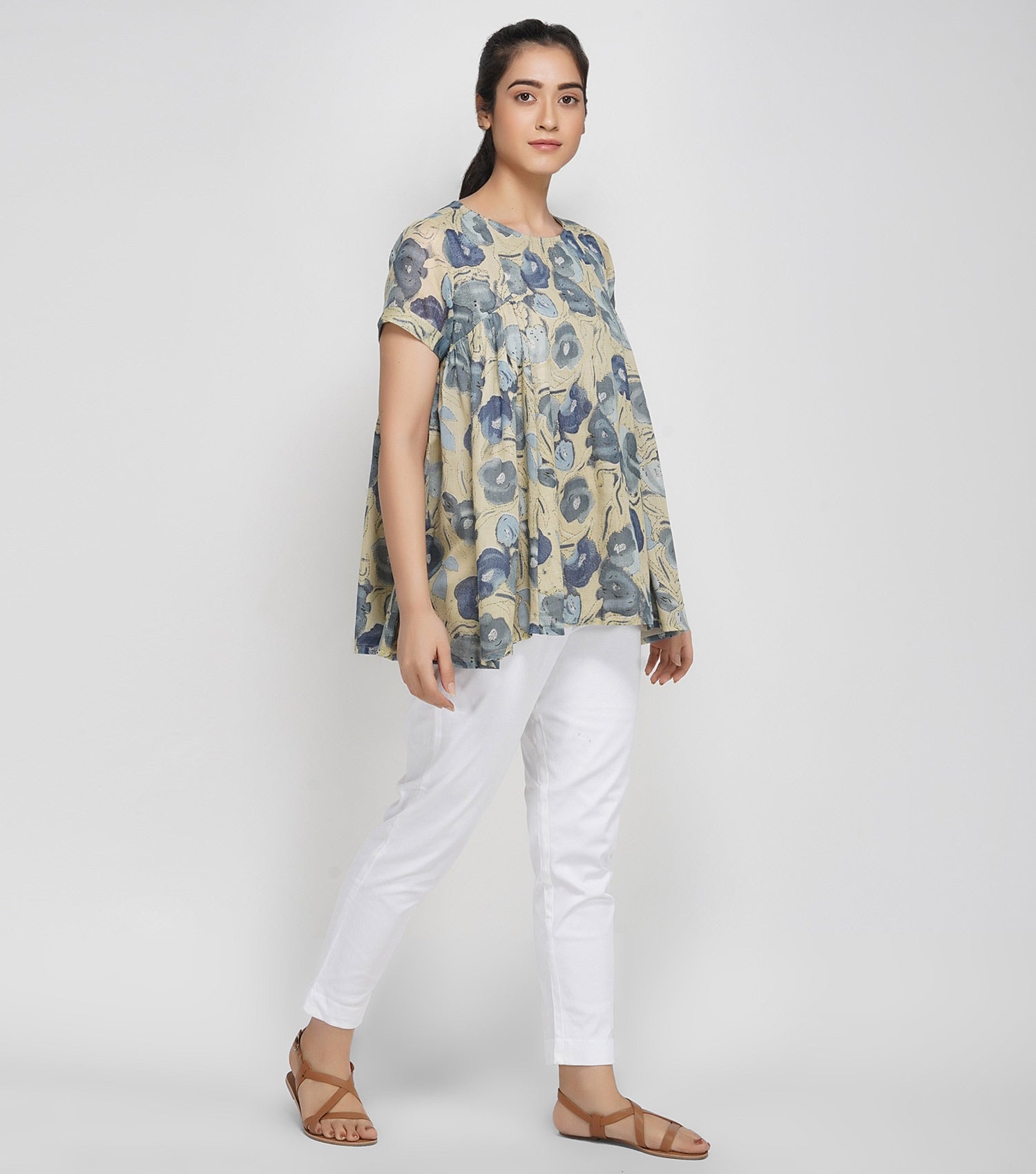 Multicolor Floral Printed Cotton Top