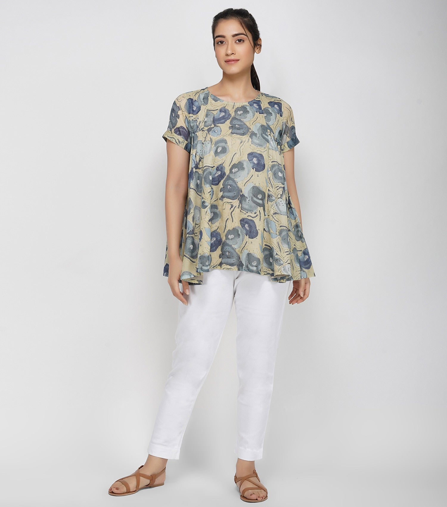 Multicolor Floral Printed Cotton Top