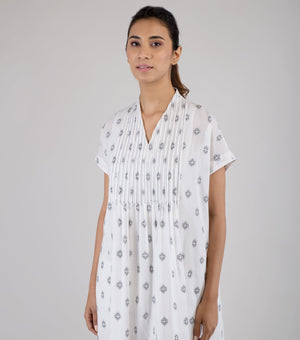 White Cotton Woven Dress