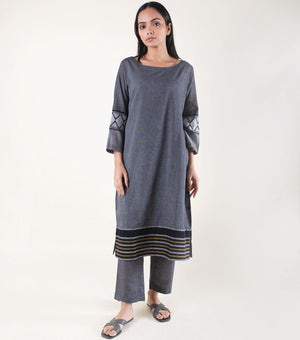 Black Woven Cotton Co-ord Set