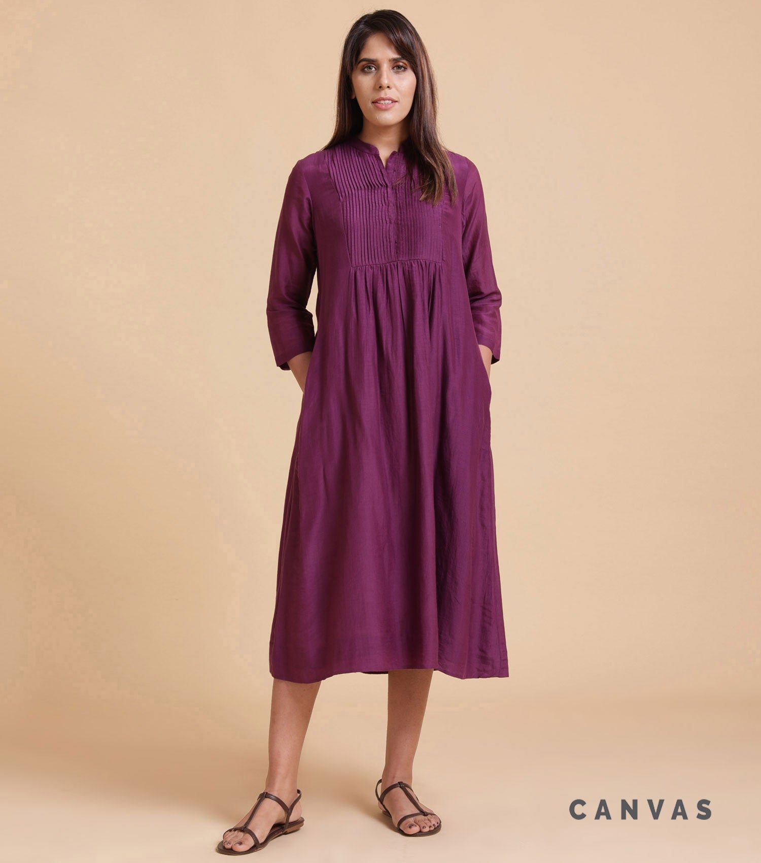 Purple Cotton Silk Dress