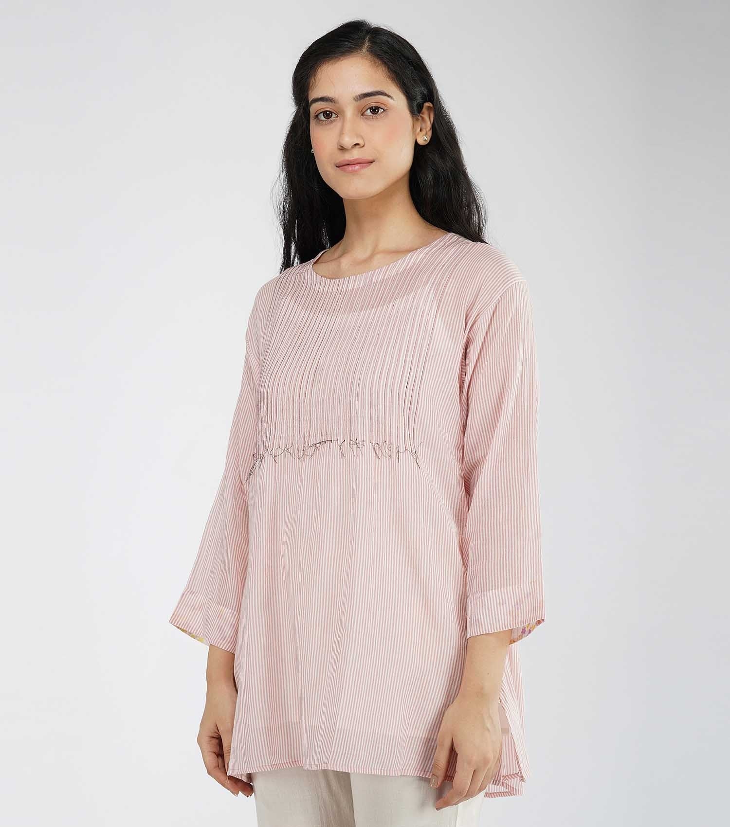 Pink striped cotton top