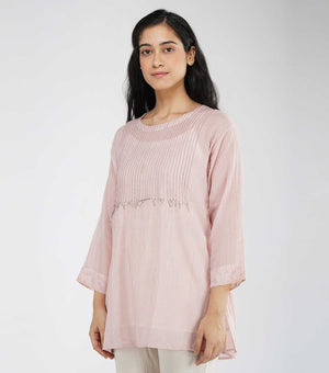 Pink striped cotton top