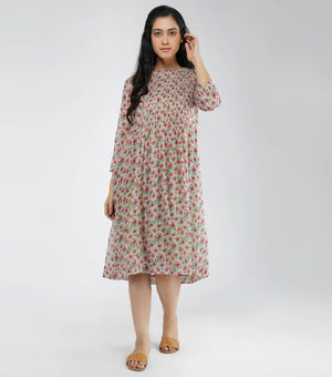 Floral printed cotton dress