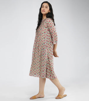 Floral printed cotton dress