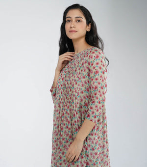 Floral printed cotton dress