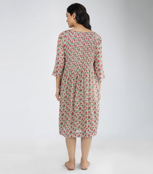 Floral printed cotton dress
