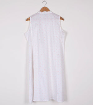 white polka dot printed cotton shirt dress