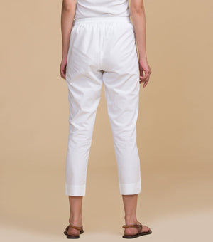 White solid cotton pants