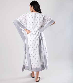 White Woven Cotton Kaftan