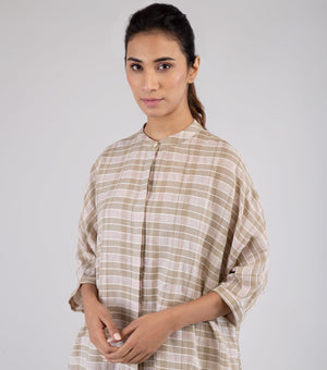 Beige Striped Cotton Tunic