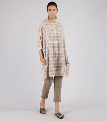 Beige Striped Cotton Tunic