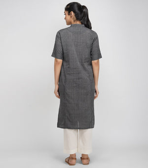 Black Striped Cotton Kurta