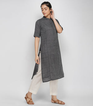 Black Striped Cotton Kurta