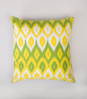Green Yellow Printed Cotton Cushion Cover