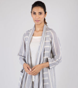 Grey Striped Cotton Cape
