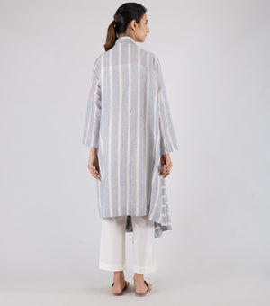 Grey Striped Cotton Cape