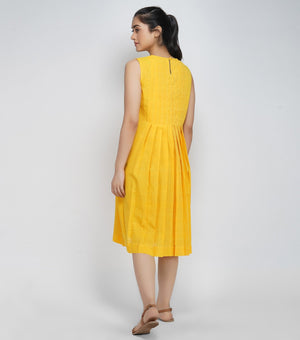 Yellow mangalgiri cotton dress