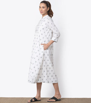 White Cotton Pintuck Dress