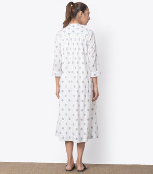 White Cotton Pintuck Dress