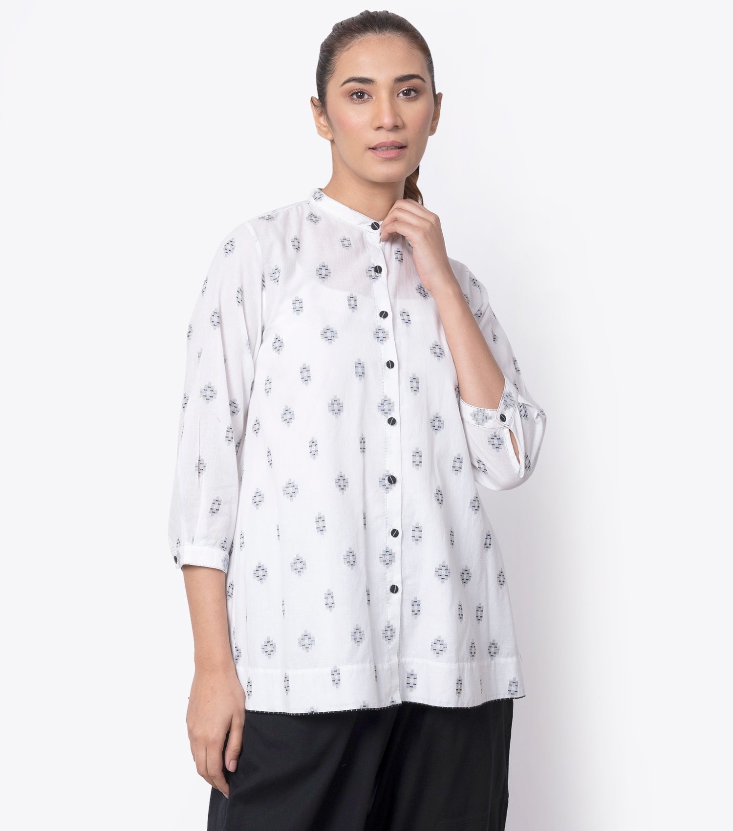 White Woven Cotton Shirt