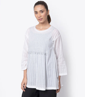 White Pintuck Cotton Top