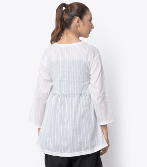 White Pintuck Cotton Top