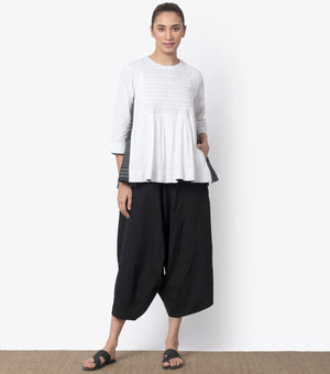 White Pintucks Cotton Linen Top