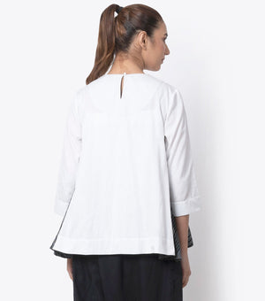 White Pintucks Cotton Linen Top