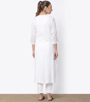 White Pintuck Cotton Kurta