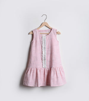 Pink Cotton Linen A-line dress