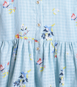 Blue Printed Cotton Dress