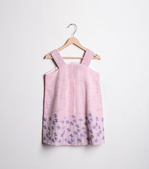 Pink Cotton Embroidered A-line dress