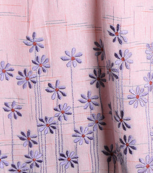 Pink Cotton Embroidered A-line dress