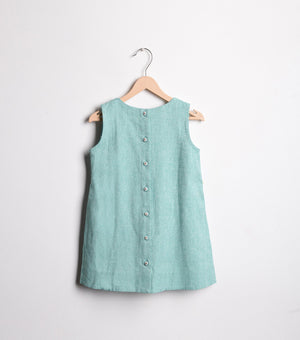 Teal chambray embroidered dress