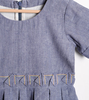 Blue Chambray Pleated dress