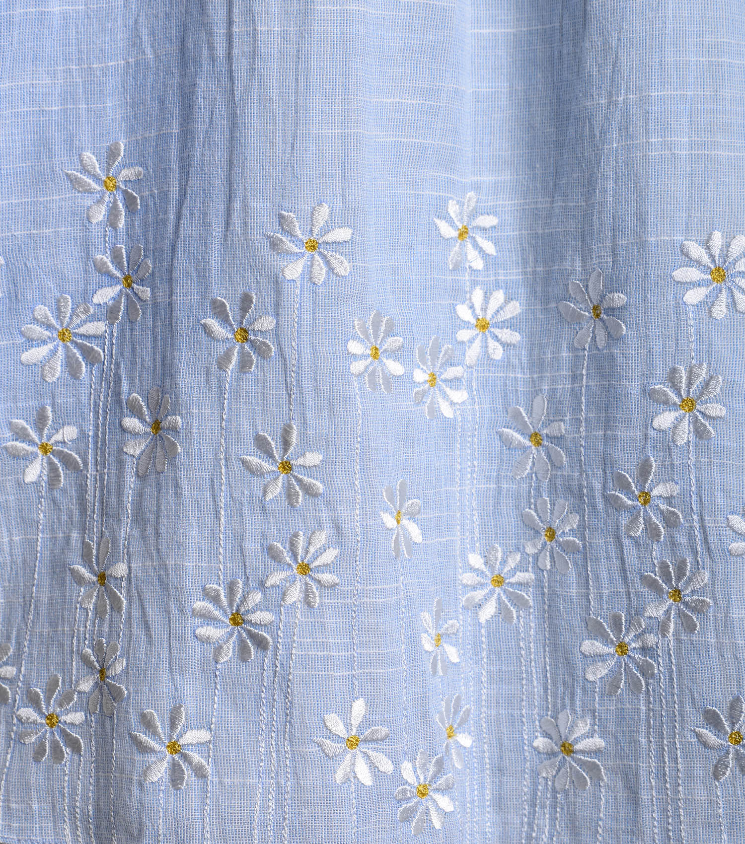 Blue Cotton Embroidered A-line dress