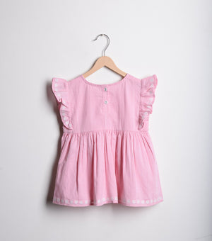 Pink Cotton Embroidered Top