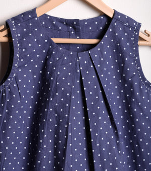 Navy Cotton A-line dress