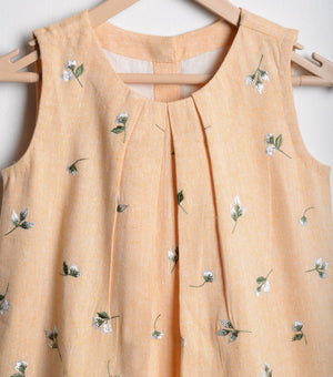 Yellow chambray embroidered dress