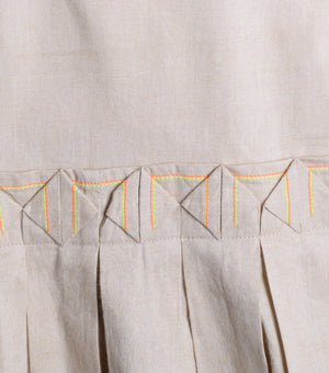 Beige Chambray Pleated dress