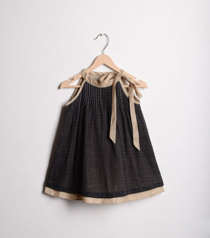 Black Cotton embroidered flared dress