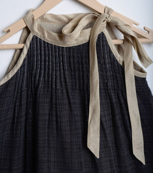 Black Cotton embroidered flared dress