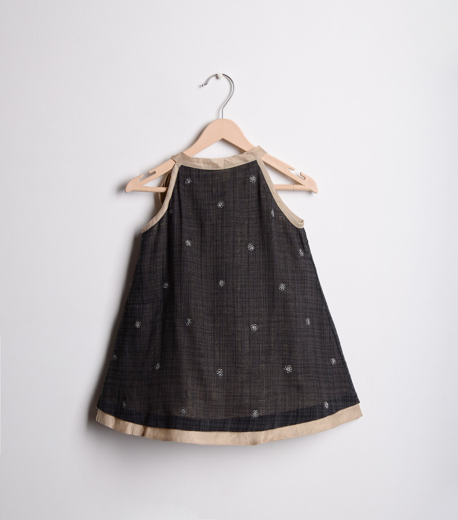 Black Cotton embroidered flared dress