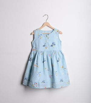 Sky Blue Cotton Flared dress
