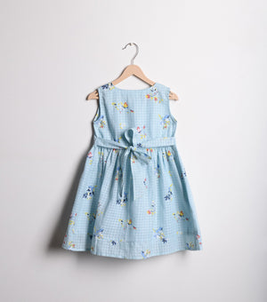Sky Blue Cotton Flared dress