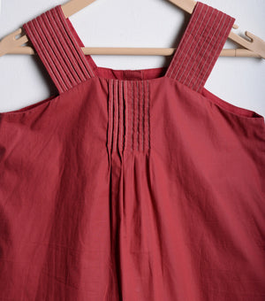 Maroon Cotton A-line dress