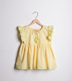 Yellow Cotton Embroidered Top