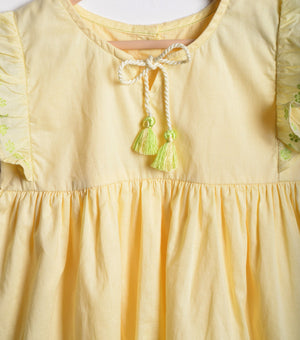 Yellow Cotton Embroidered Top