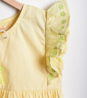 Yellow Cotton Embroidered Top